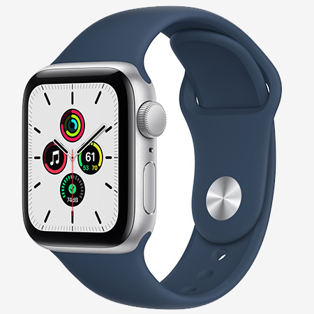 Apple Watch SE met blauw polsbandje